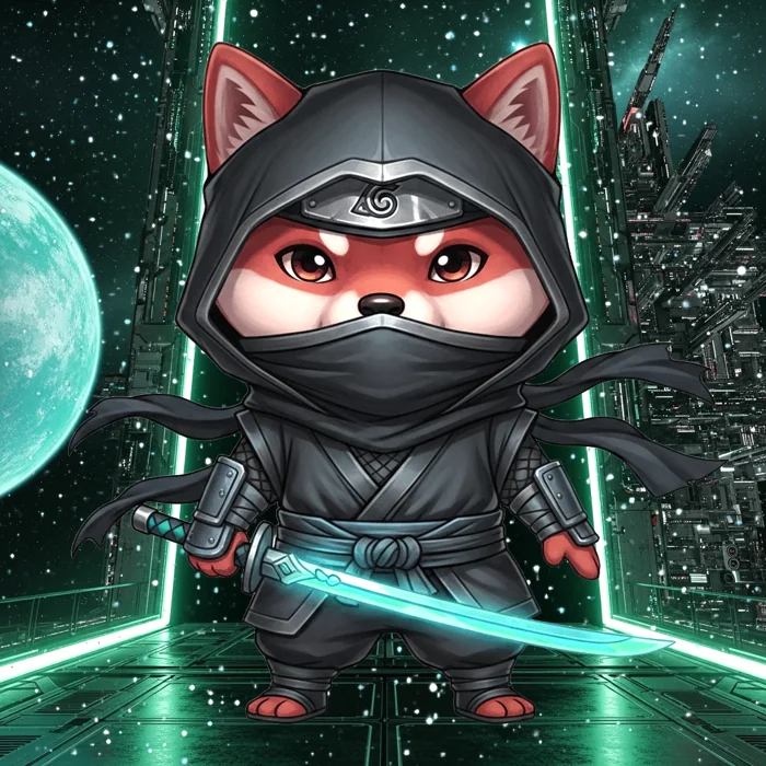 DOGEVerse epic NFT example number 2408, a masked ninja dog