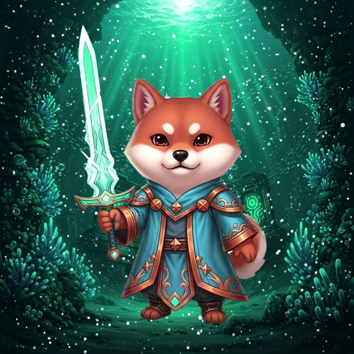 Armored DOGEVerse paladin character